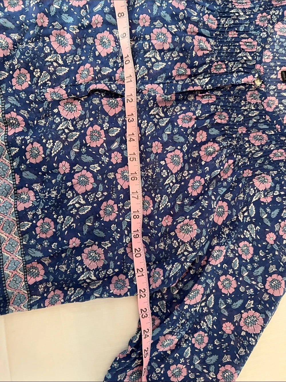 J. Crew Navy Floral Peasant Blouse with Pink Flowers - Picture 7 of 7